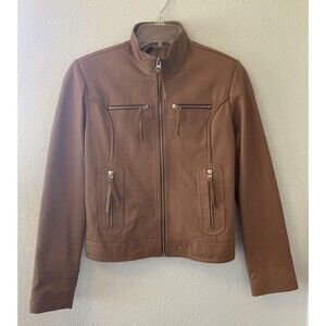 Moto Jacket Size Small Brown Argentinian Leather Crayon Chic Classic